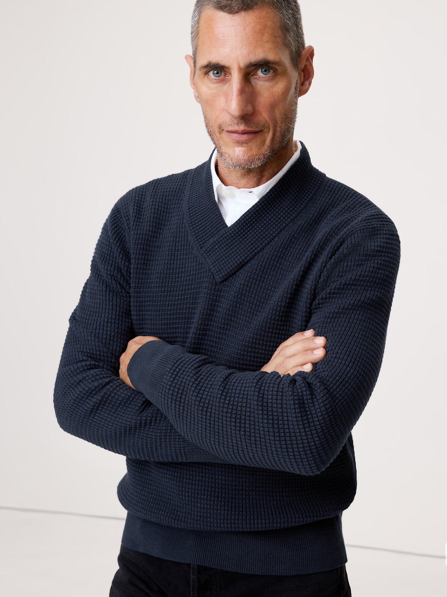 CHANDAIL À ENCOLURE EN V EN TRICOT DE COTON ISOTHERME