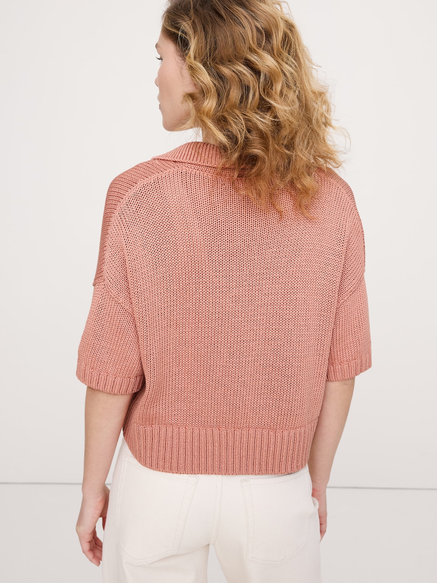 コットン タイフロント ポロ カーディガン-1