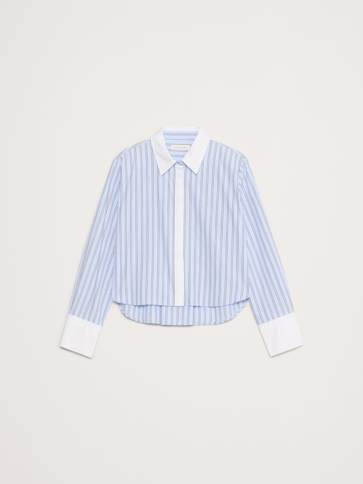 クロップド コットンポプリンシャツ（エルボーパッチ付き）-3