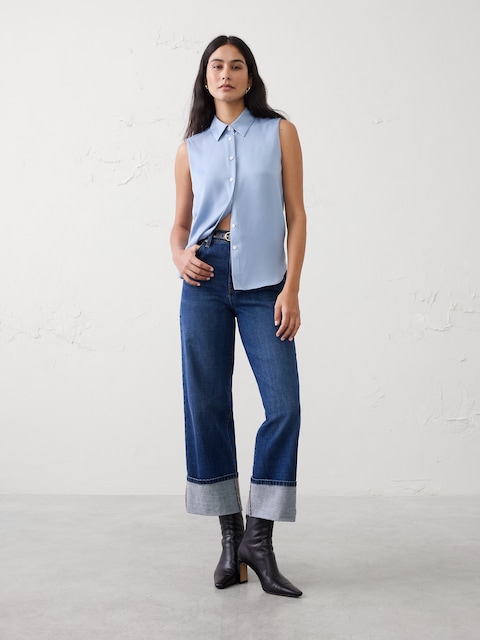 Silky Collared Top