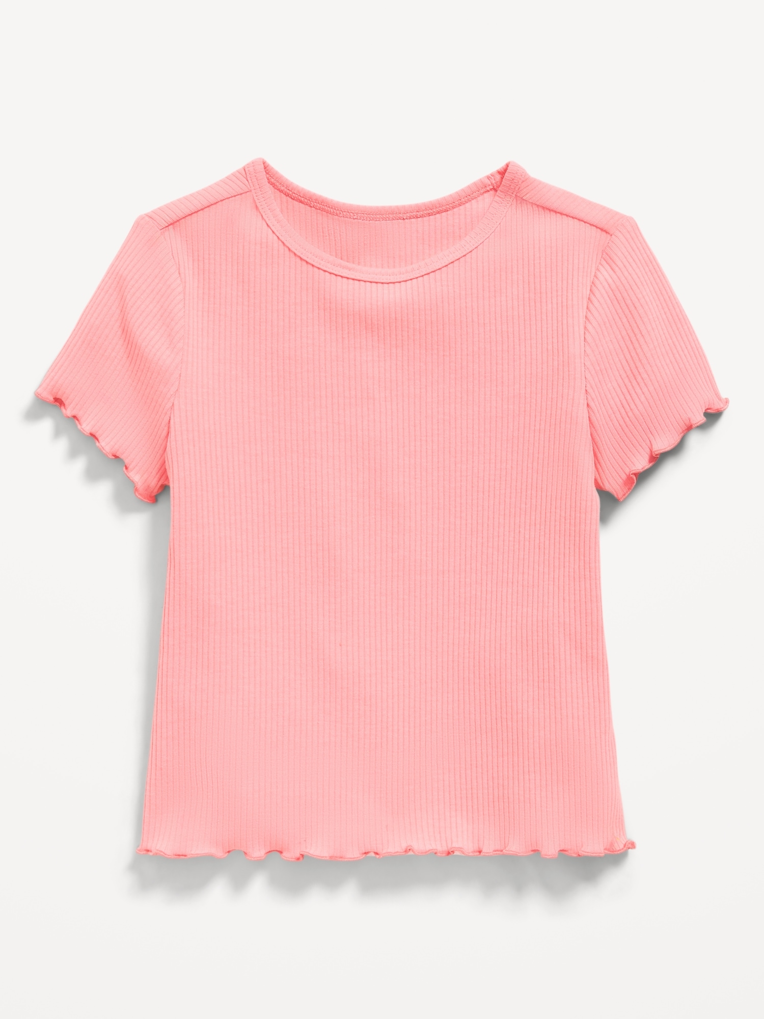 Short-Sleeve Lettuce-Edge T-Shirt for Toddler Girls
