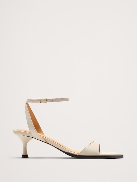 SANDALE À TALON BOBINE ET EN CUIR ITALIEN