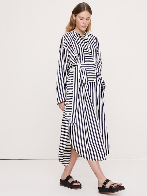 Cotton Poplin Big-Button Shirt Dress