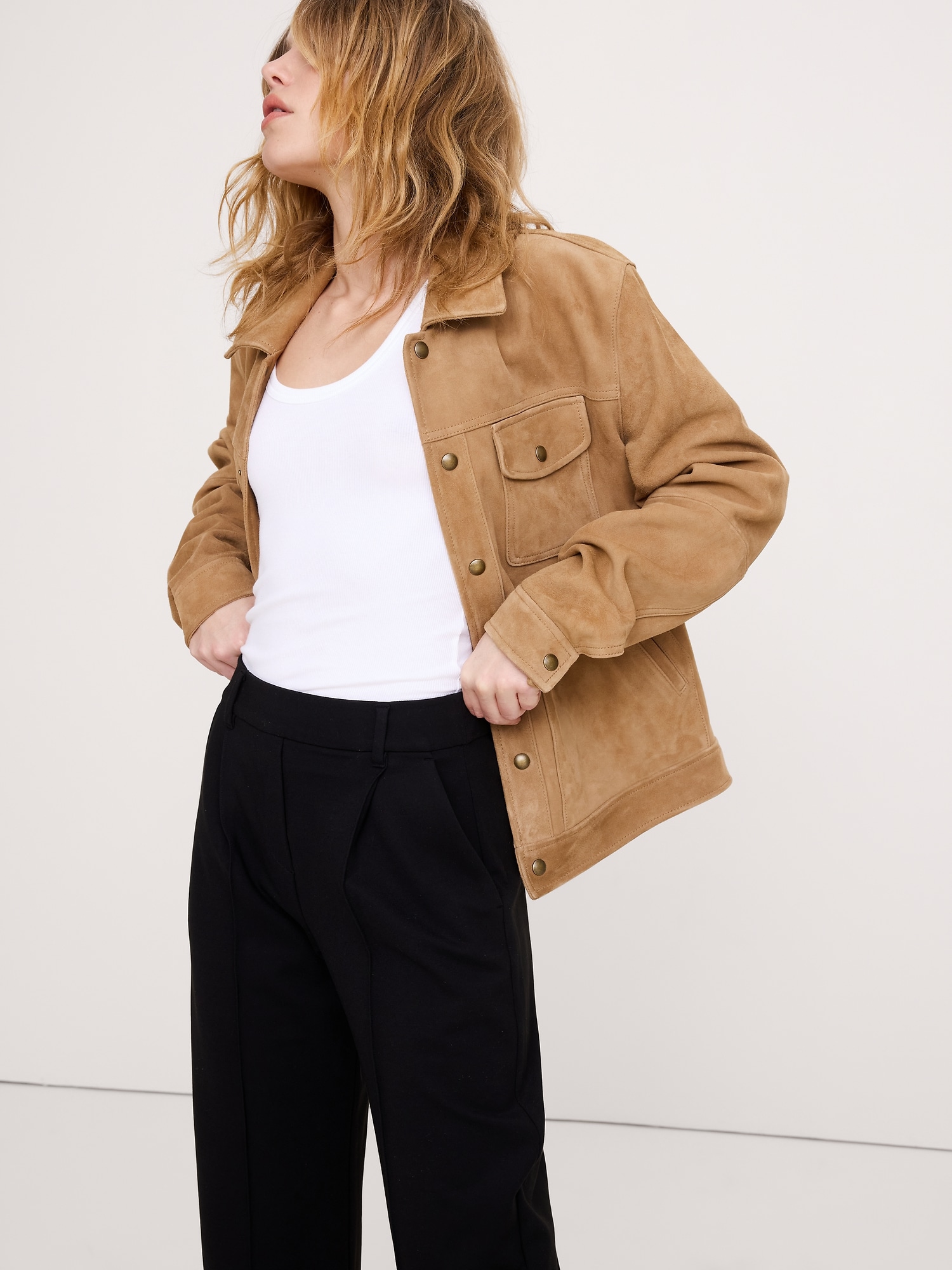 ハイライズ テーパード ドレーピー ポンチ プルオン パンツ-3