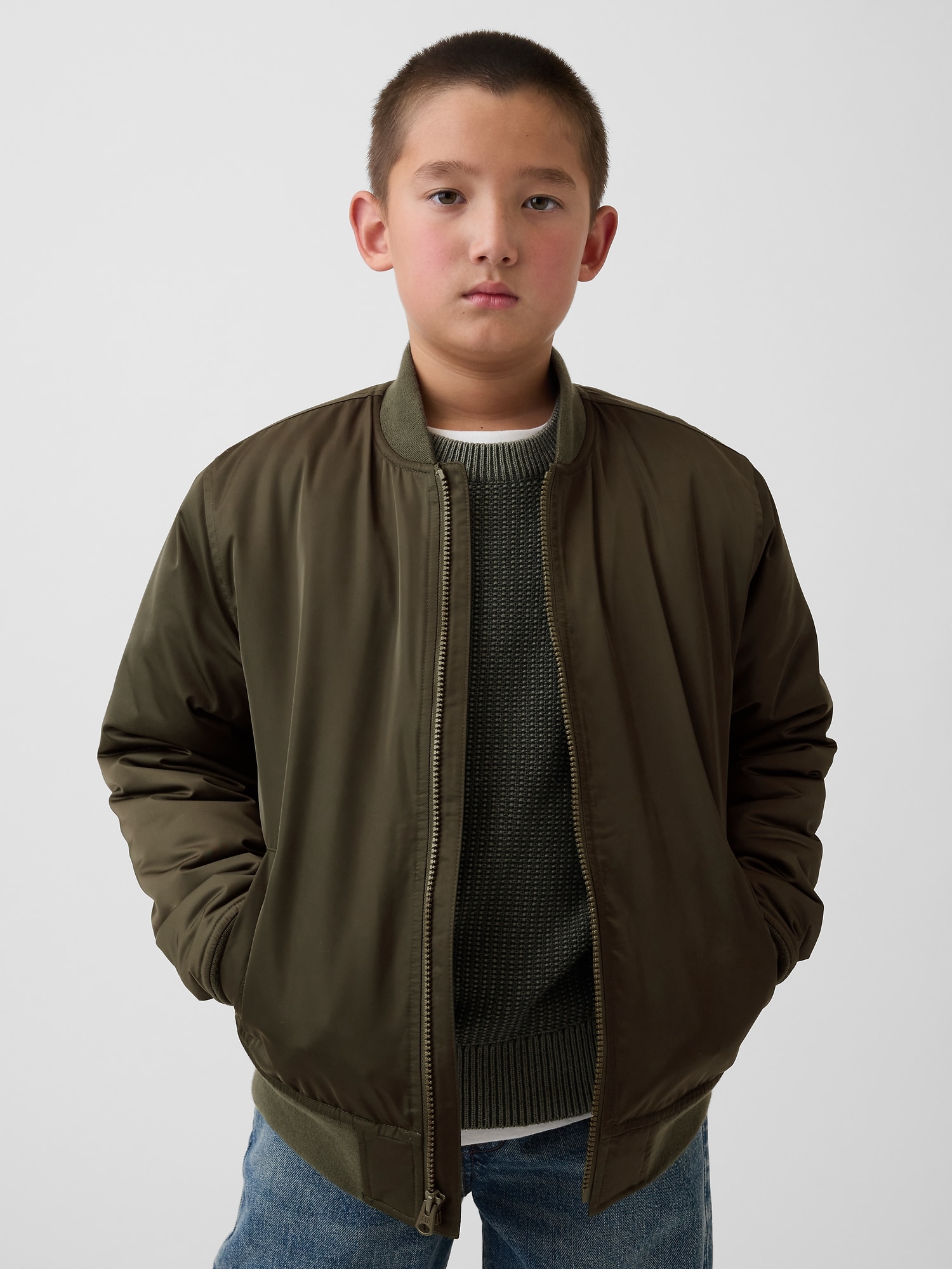 BLOUSON D'AVIATEUR EN SATIN POUR ENFANT