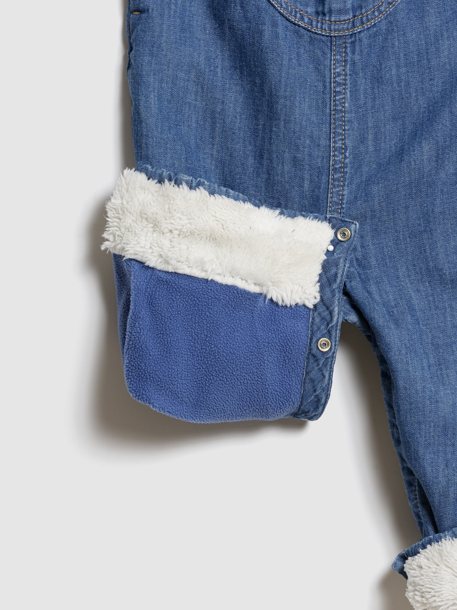 あったか裏地 デニム くまさんポケット オーバーオール (ベビー)-3