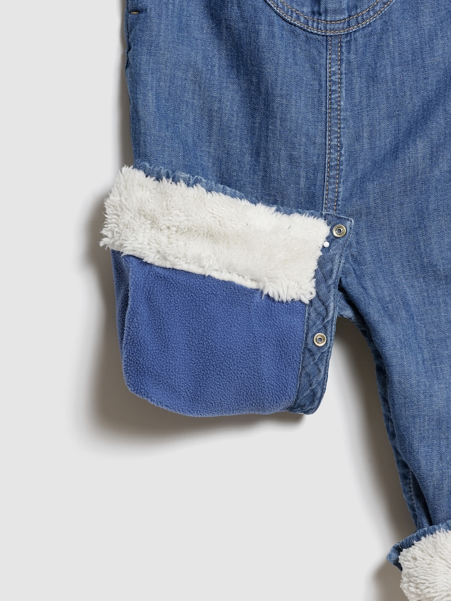 あったか裏地 デニム くまさんポケット オーバーオール (ベビー)-3