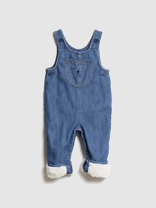 あったか裏地 デニム くまさんポケット オーバーオール (ベビー)