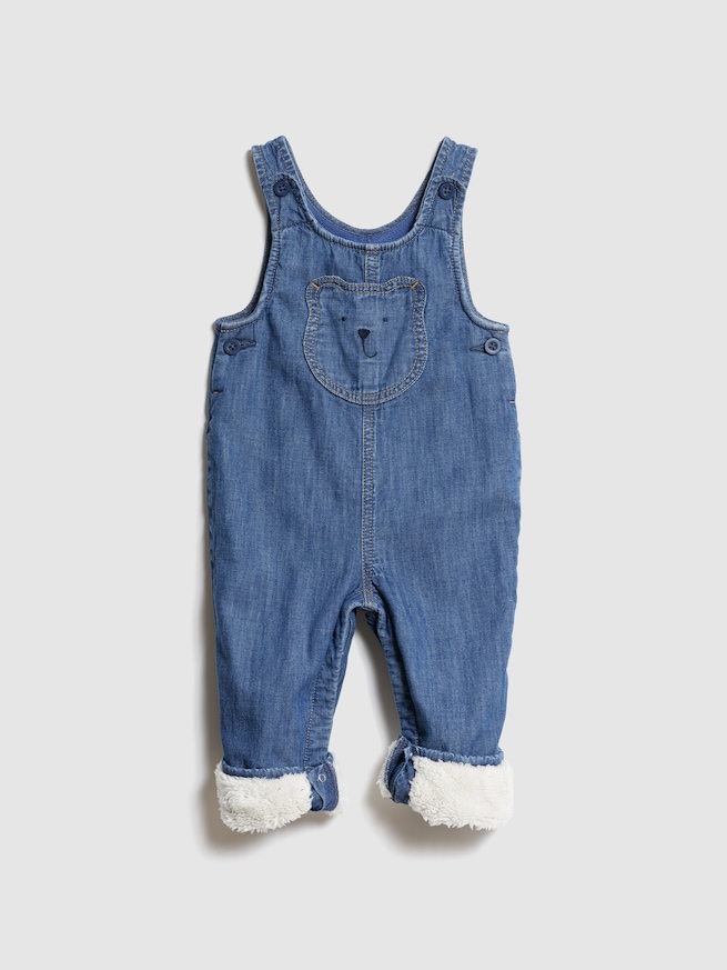 あったか裏地 デニム くまさんポケット オーバーオール (ベビー)-0