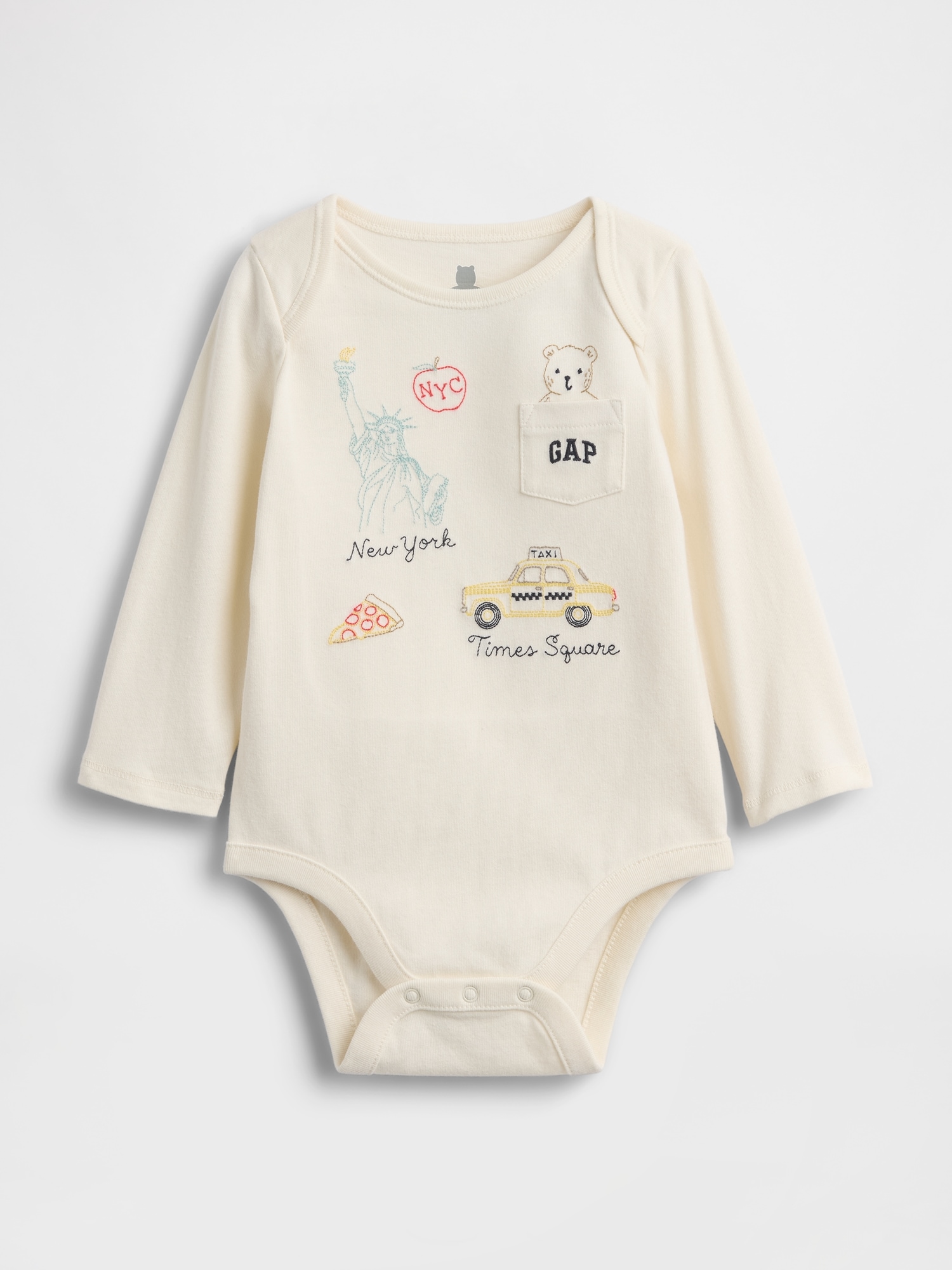 Baby First Favorites Organic Cotton NYC Logo Pocket Bodysuit