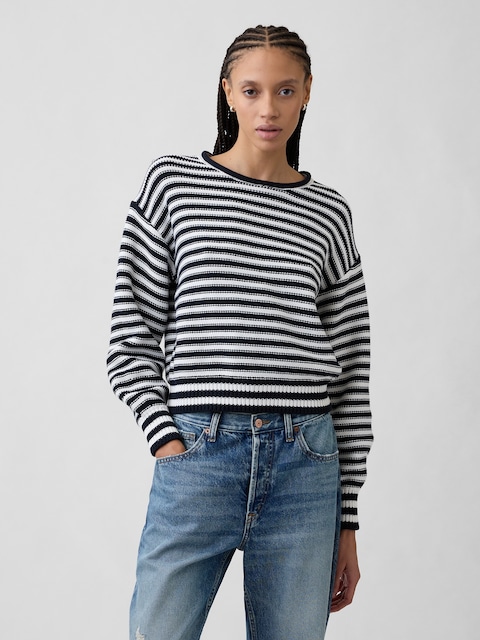 Relaxed Stripe Rollneck Sweater
