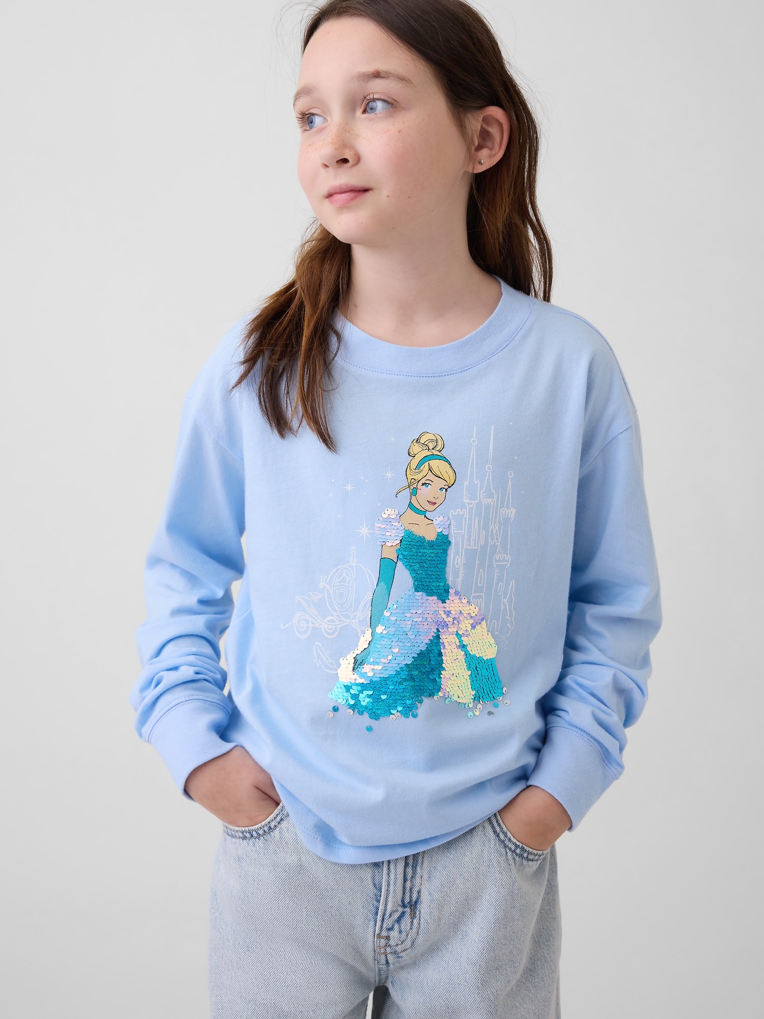 GapKids &times; ディズニー オーバーサイズ フリッピースパンコール グラフィックTシャツ-0