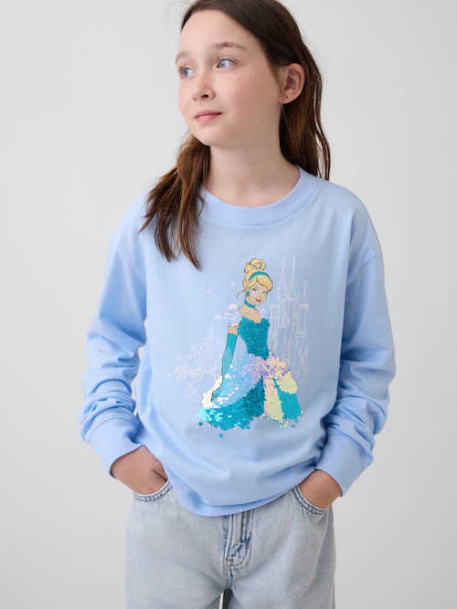 GapKids &times; ディズニー オーバーサイズ フリッピースパンコール グラフィックTシャツ