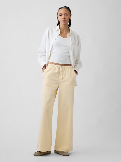 Mid Rise Soft Pull-On Wide-Leg Jeans