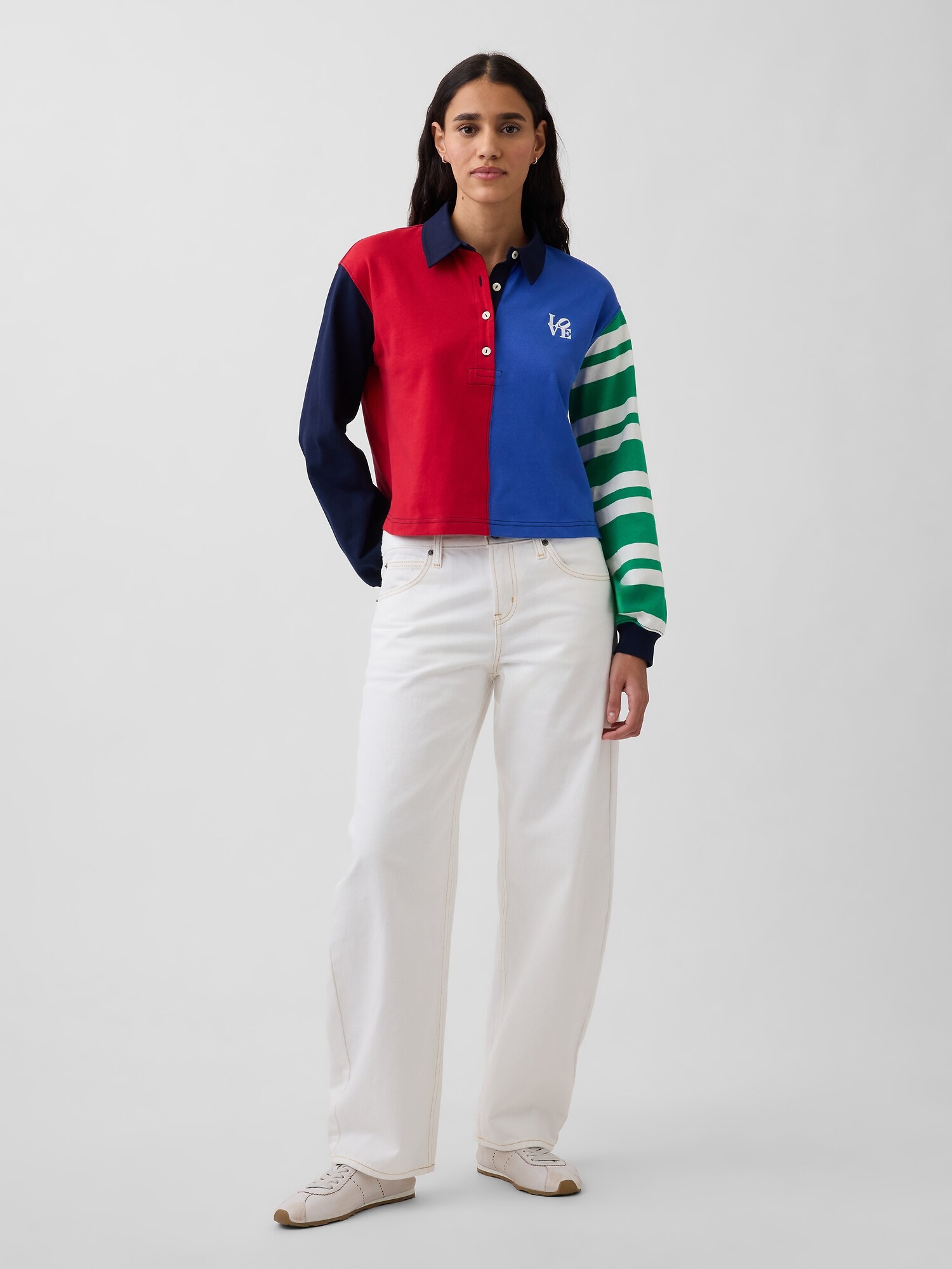 ロバート・インディアナ LOVE クロップド ラグビーシャツ-1