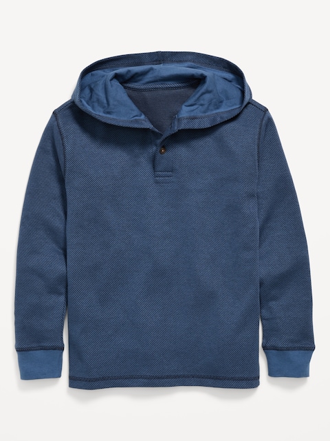 Cozy Hooded Henley Sweater for Boys
