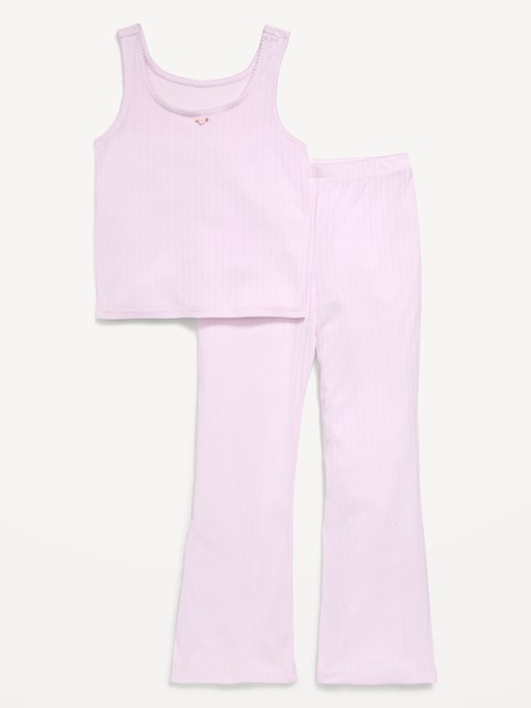 PYJAMA CÔTELÉ COMPOSÉ D'UNE CAMISOLE ET D'UN PANTALON À JAMBE ÉVASÉE POUR FILLE