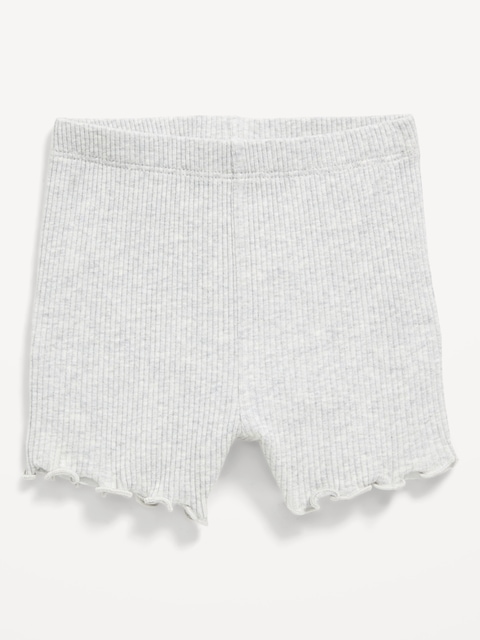 Ribbed Lettuce-Edge Biker Shorts for Baby