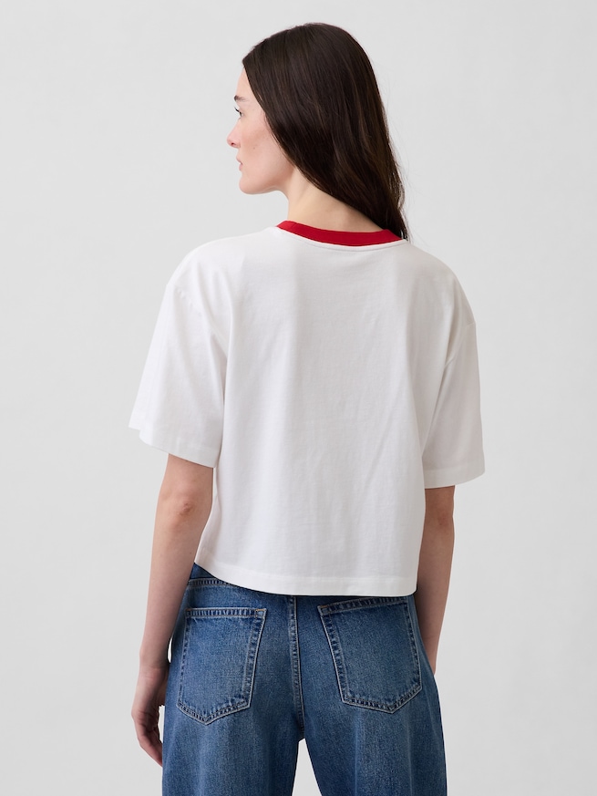 ロバート・インディアナ LOVE クロップドTシャツ-2