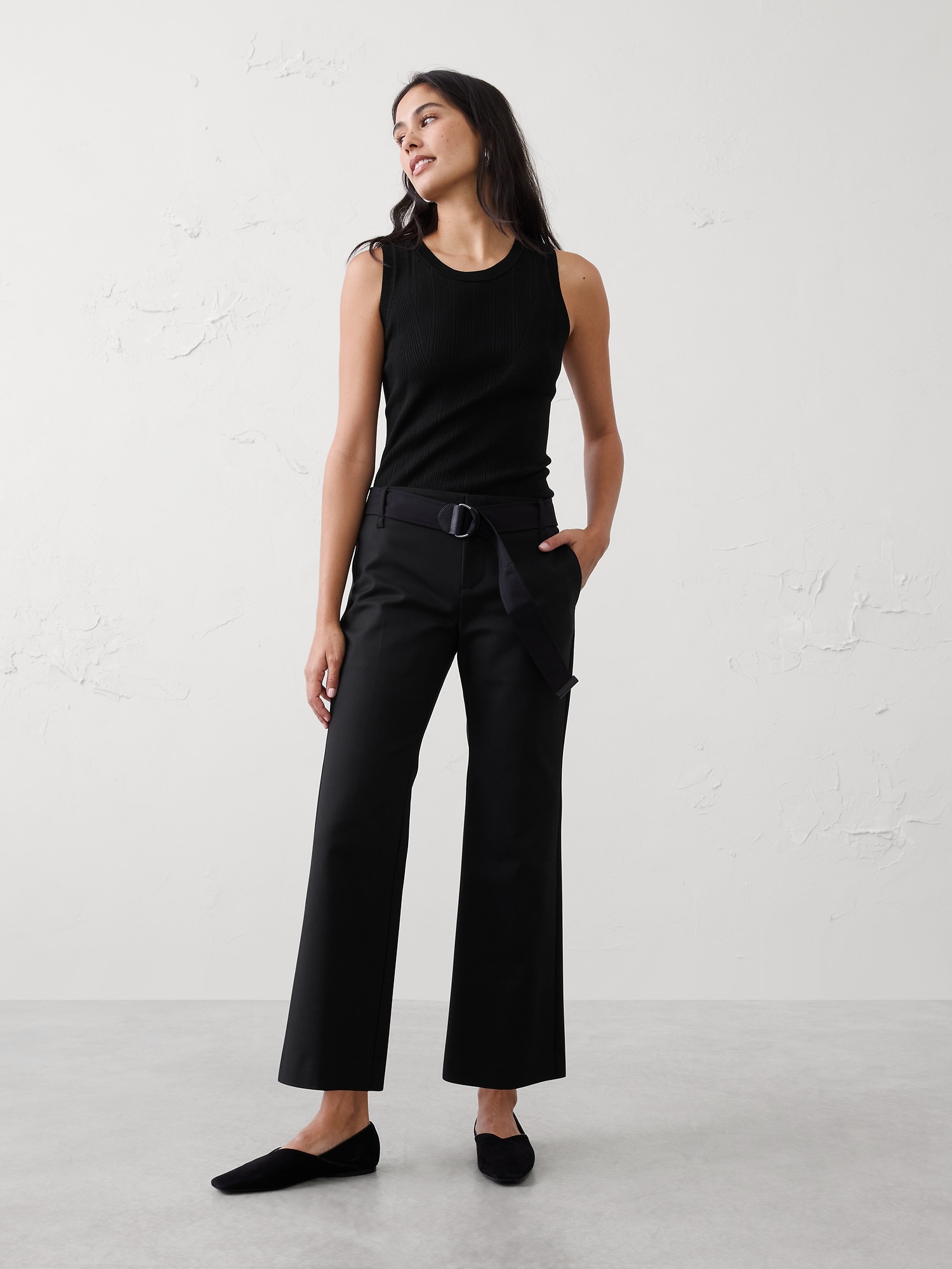 Kick-Flare Mid-Rise Sateen Ankle Pant