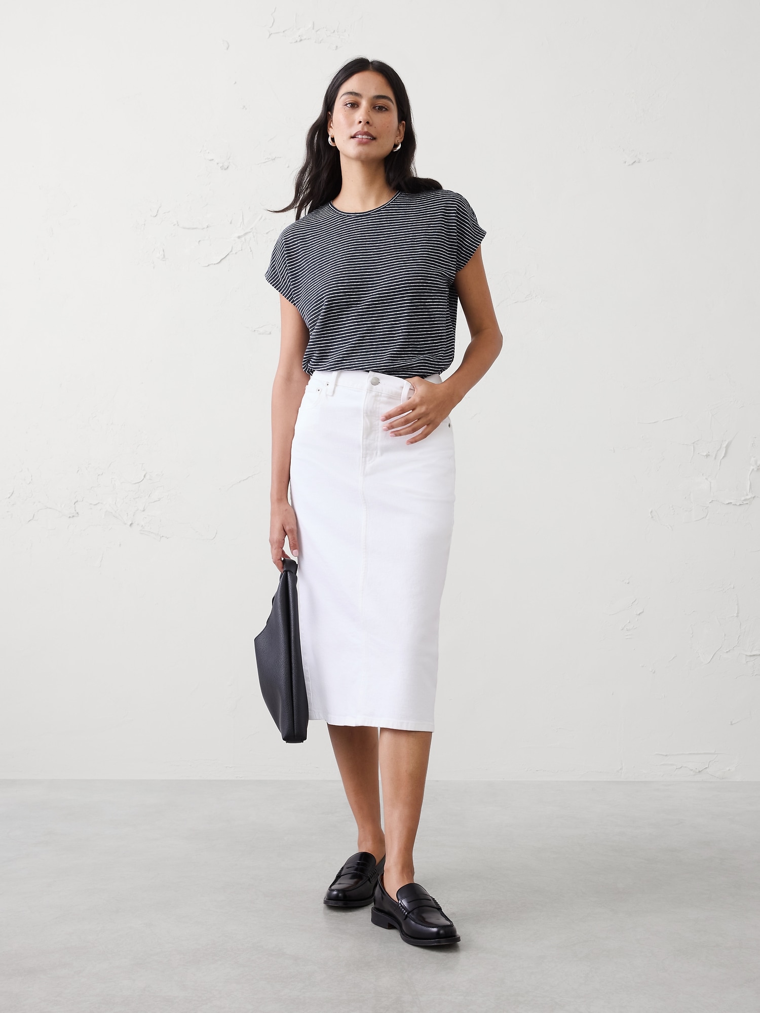 Linen-Blend Cap-Sleeve T-Shirt