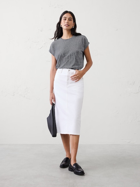 Linen-Blend Cap-Sleeve T-Shirt