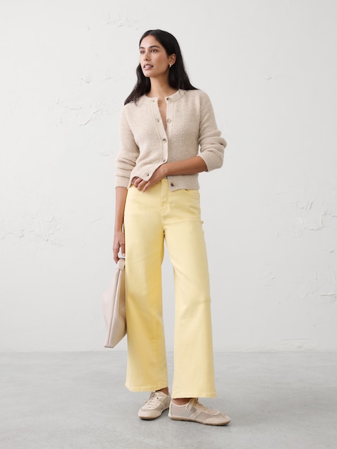 Wide-Leg High-Rise Cropped Jean