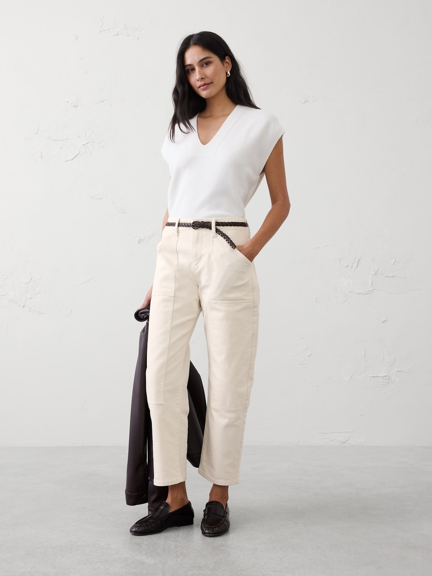 Barrel-Leg Mid-Rise Utility Jean