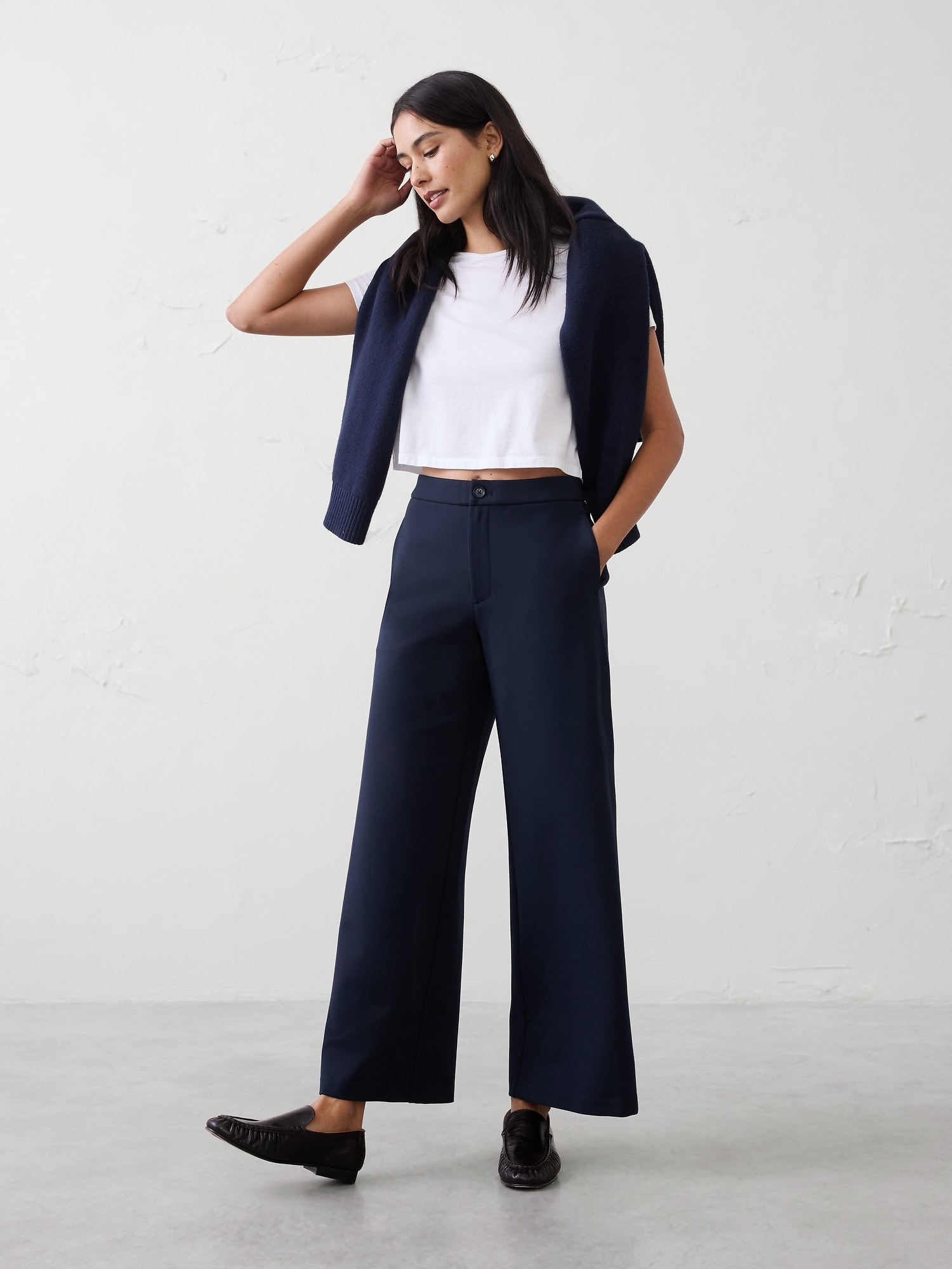 Wide-Leg High-Rise Ponte Pant