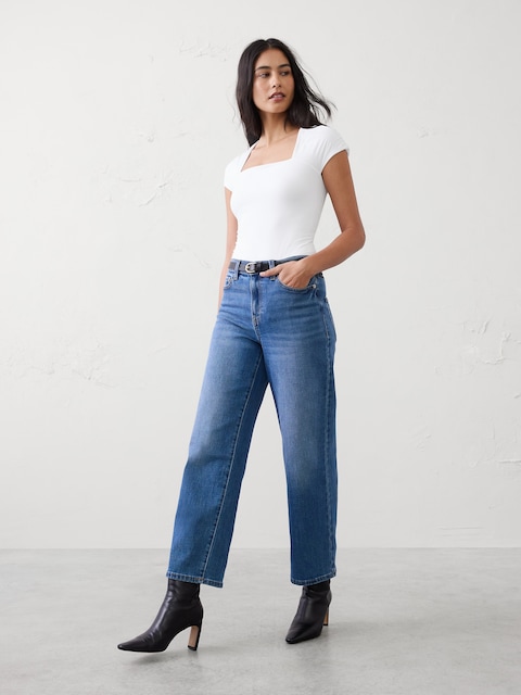 New Soft Stretch Square-Neck Bodysuit