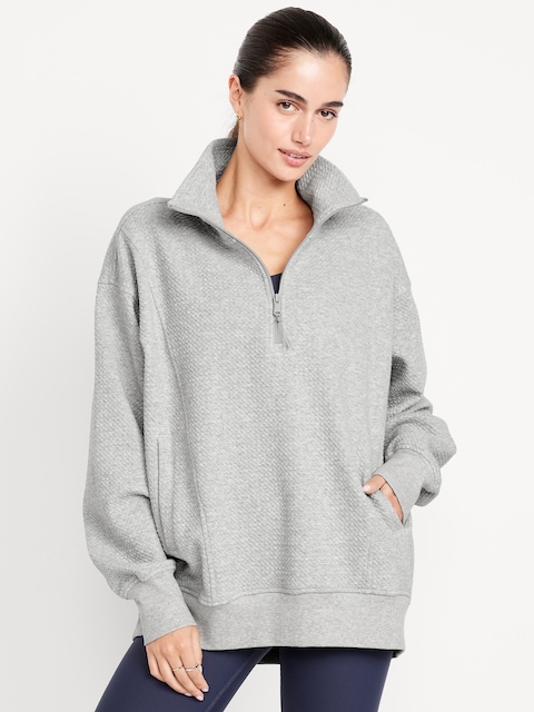 Dynamic Fleece Oversized Textured Tunic Sweatshirt