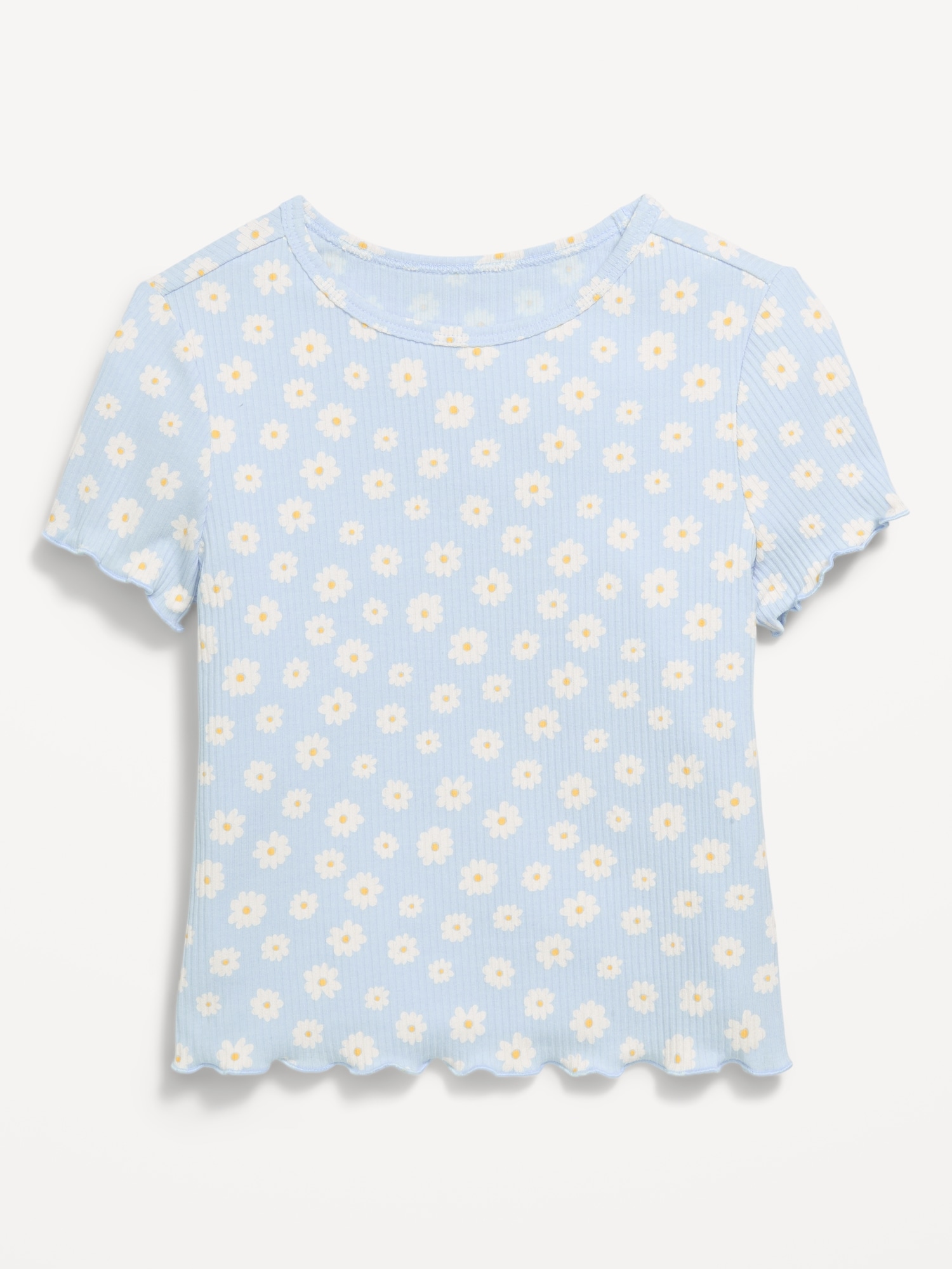 T-SHIRT À MANCHES COURTES À BORDURE ONDULÉE À MOTIF POUR TOUTE-PETITE FILLE