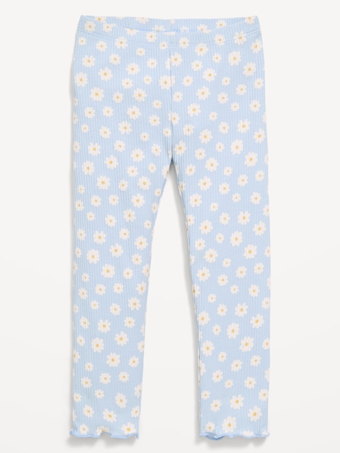 Printed Full-Length Textured Leggings for Toddler Girls