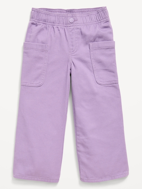 PANTALON COUPE GÉNÉREUSE JAMBE LARGE À TAILLE HAUTE EXTENSIBLE POUR TOUTE-PETITE FILLE