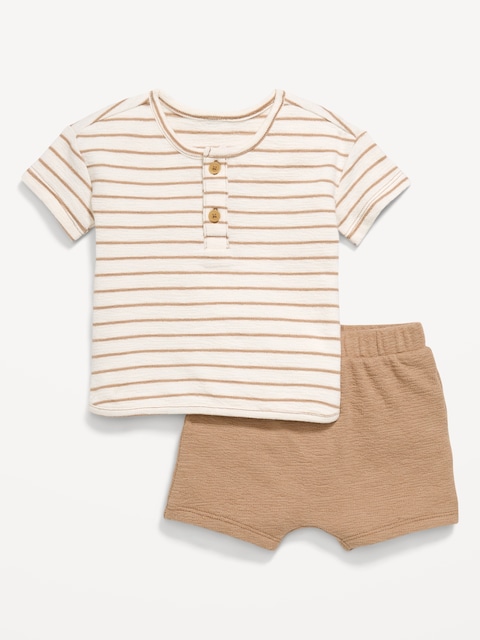 ENSEMBLE HAUT HENLEY ET SHORT EN TRICOT JACQUARD POUR BÉBÉ