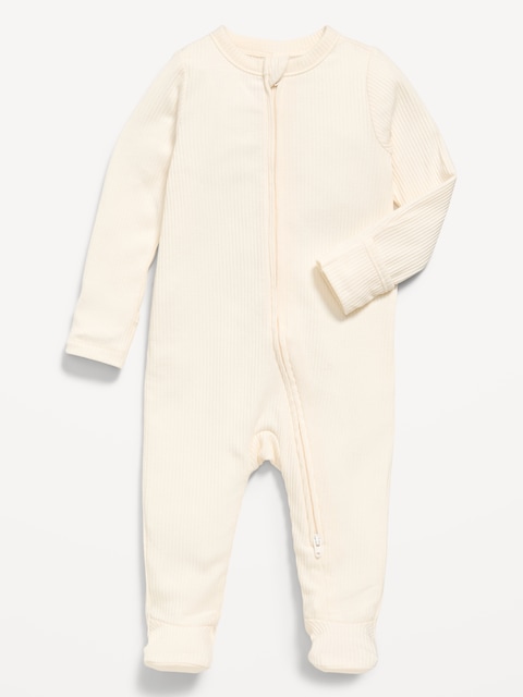 Ribbed 2-Way-Zip Sleep & Play Footed One-Piece for Baby