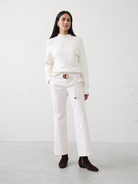 Kick-Flare Mid-Rise Sateen Ankle Pant