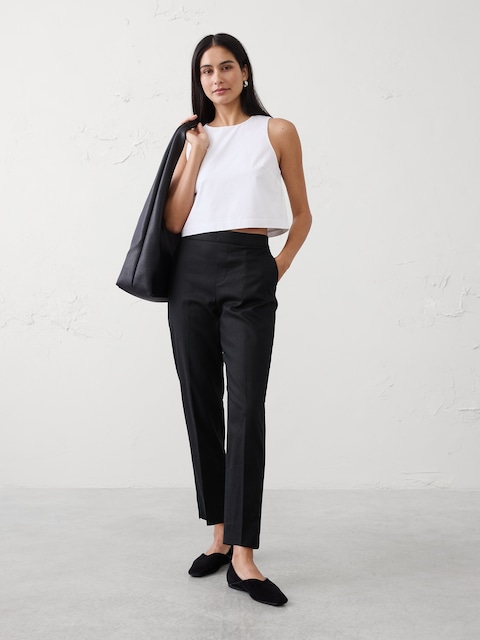 Tapered High-Rise Linen-Blend Pant