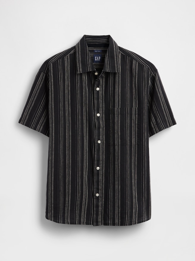 テクスチャー コットンリネンシャツ-4