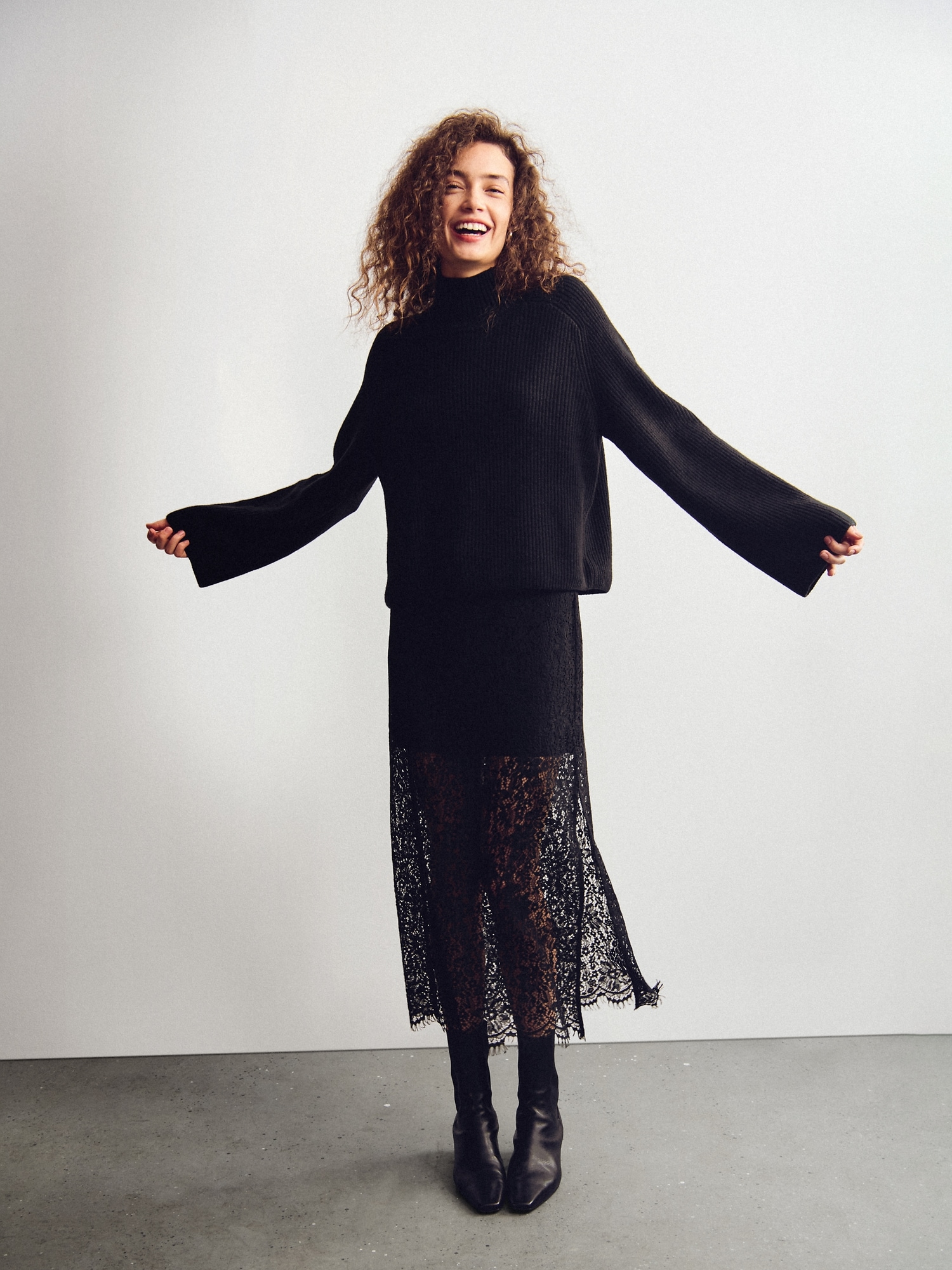 レース マキシスカート-5