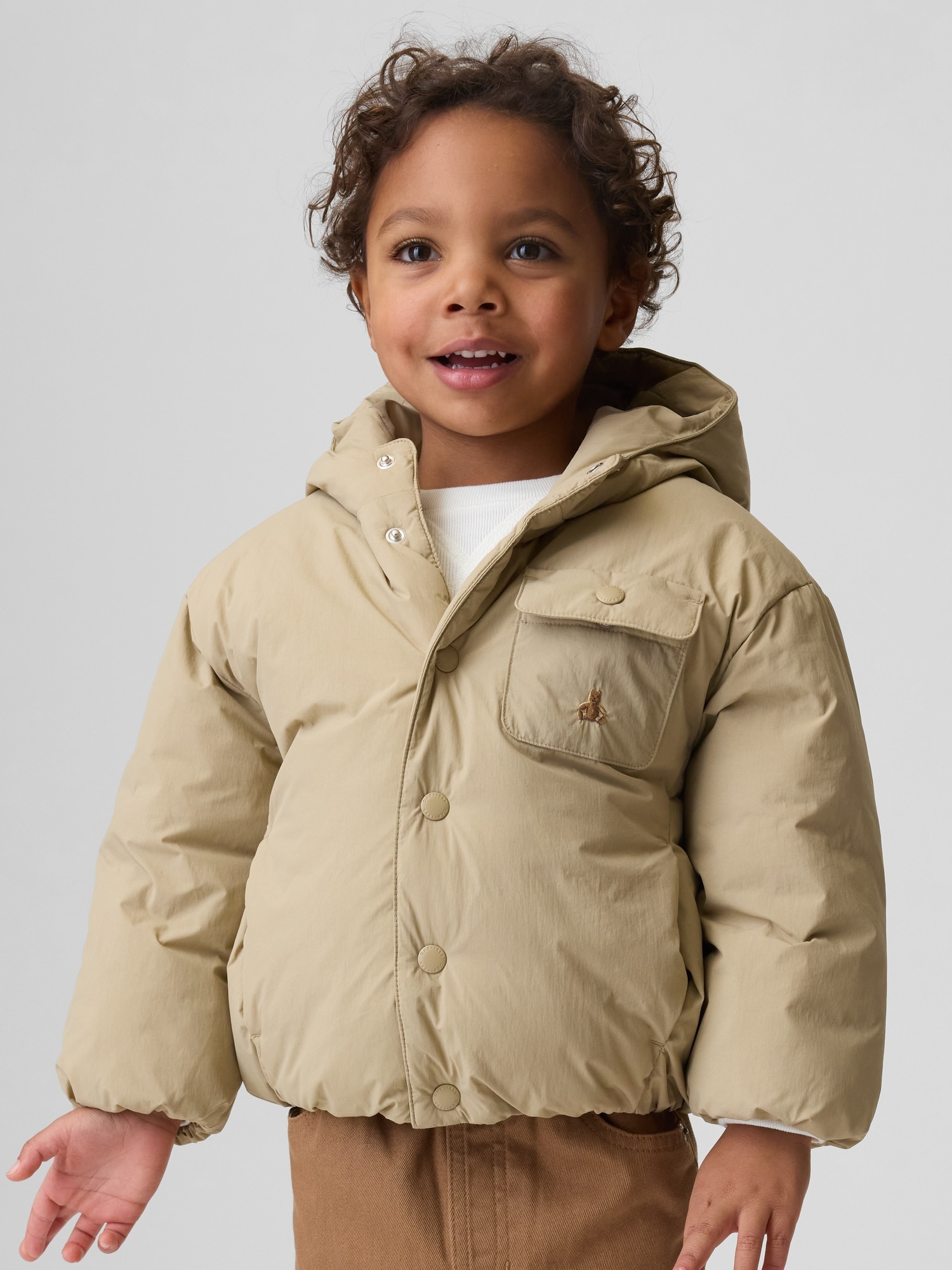 VESTE REMBOURRÉE À MOTIF D'OURSON POUR BÉBÉ ET TOUT-PETIT