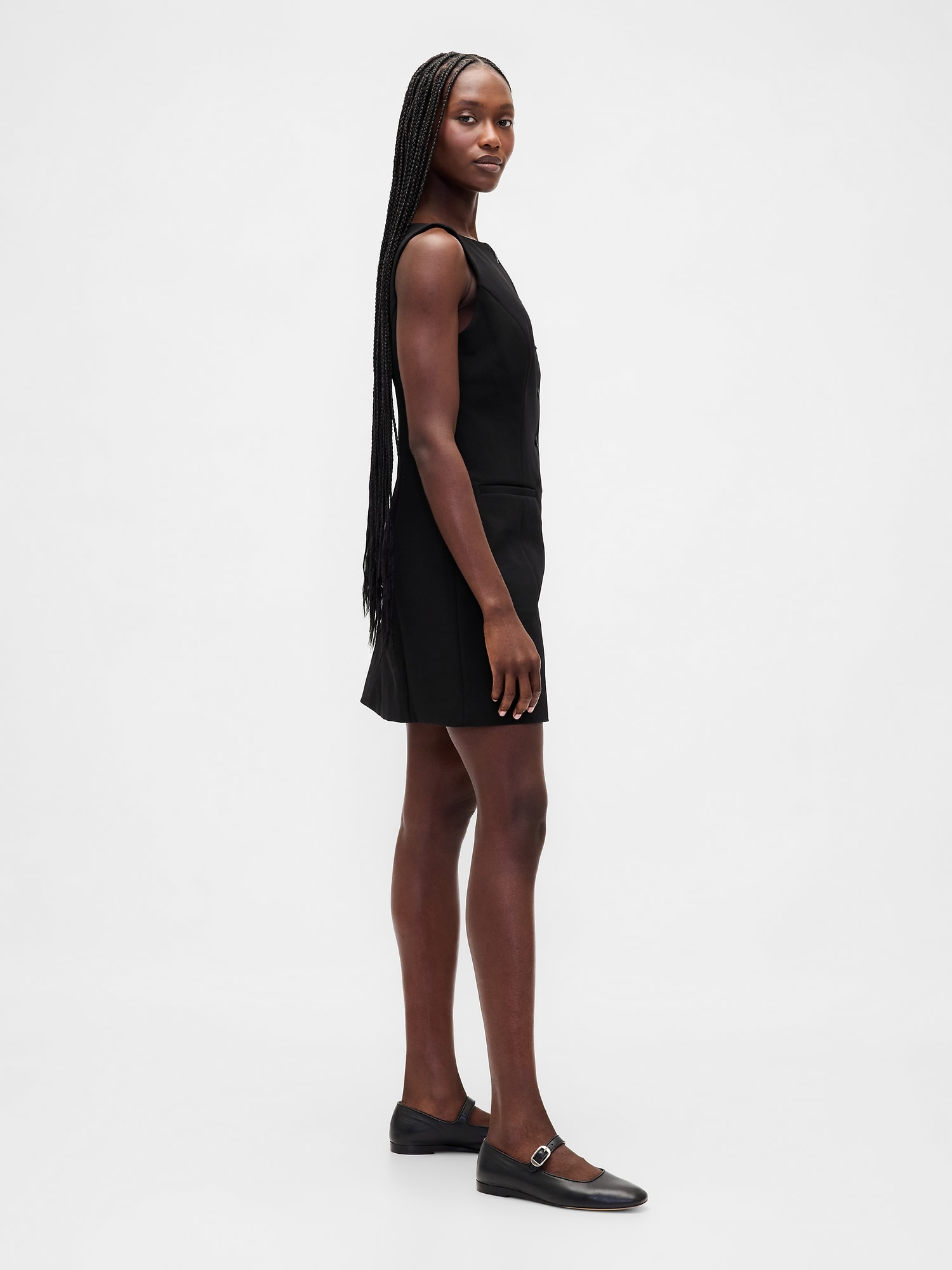 バイストレッチ フロントボタン ミニワンピース-2