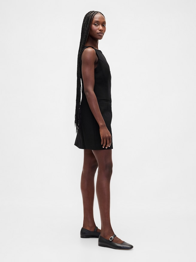 バイストレッチ フロントボタン ミニワンピース-2