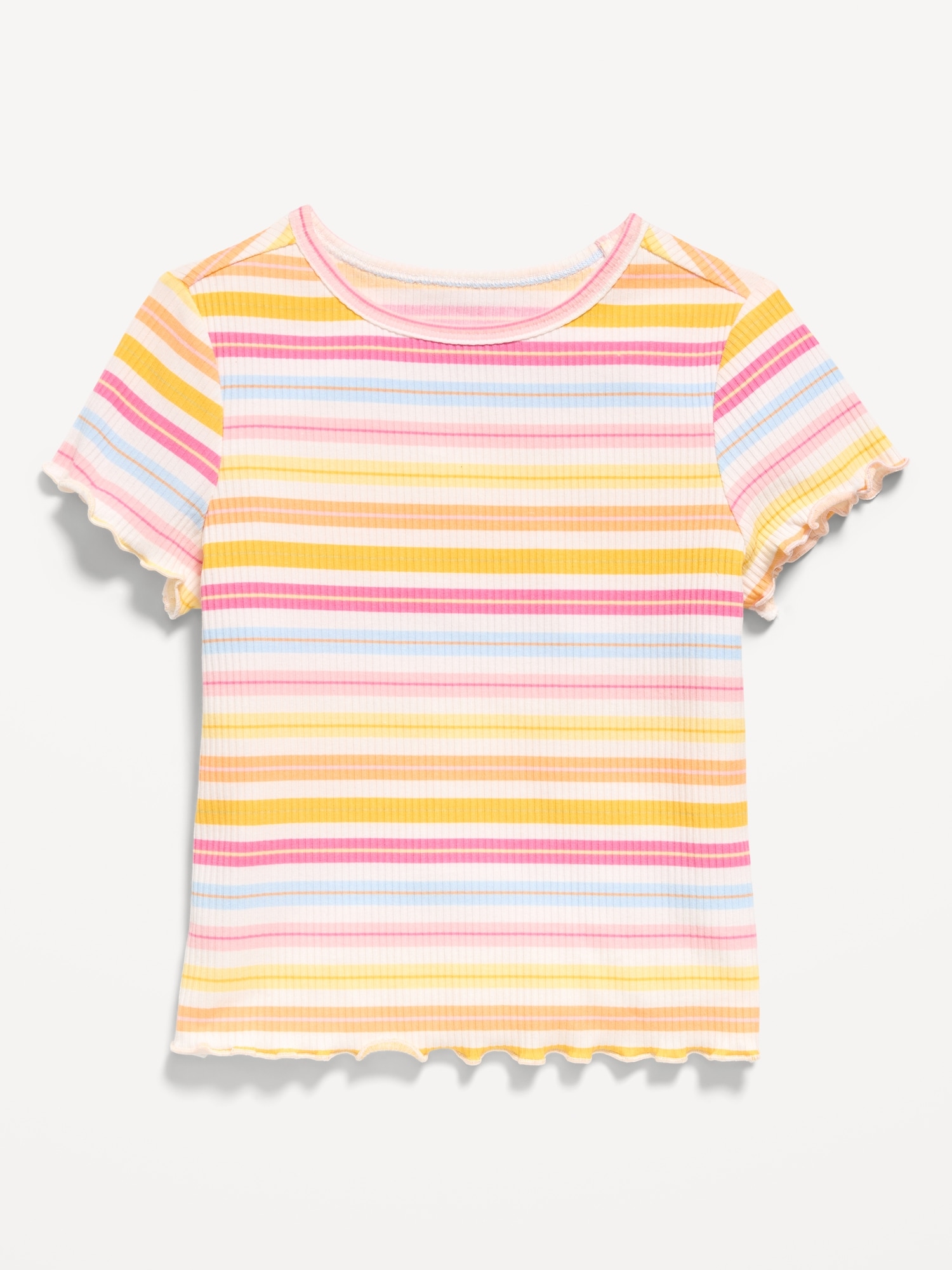 T-SHIRT À MANCHES COURTES À BORDURE ONDULÉE À MOTIF POUR TOUTE-PETITE FILLE