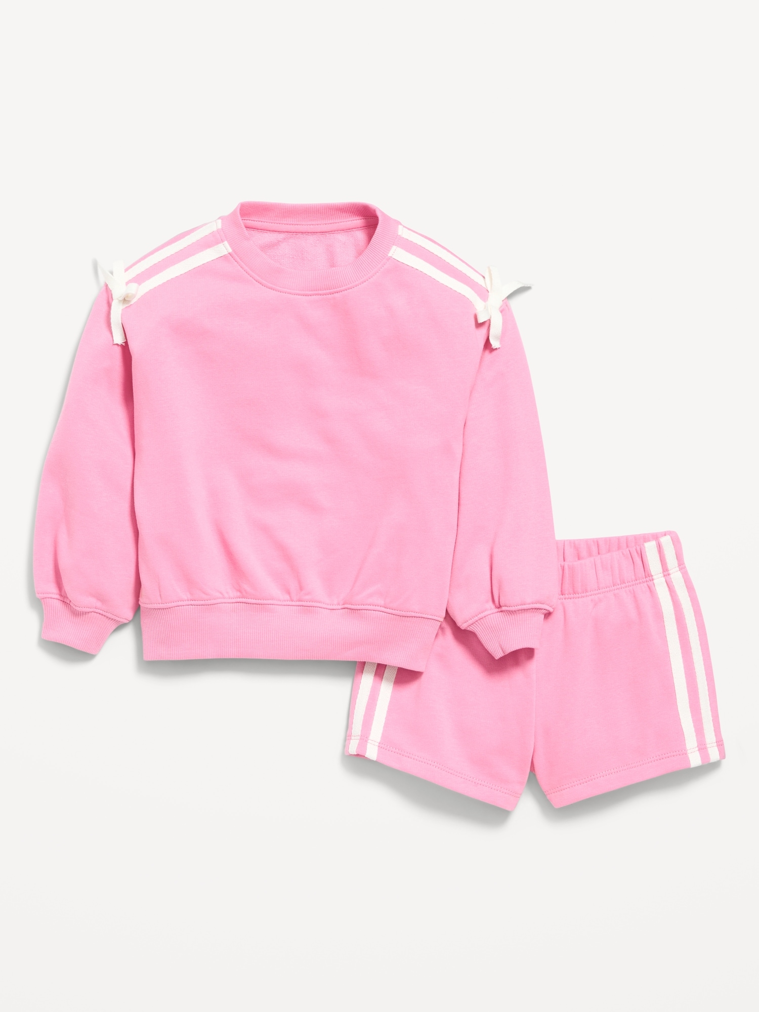 Printed Long-Sleeve Sweatshirt and Shorts Set for Toddler Girls