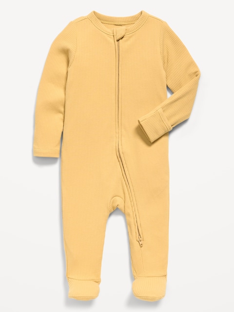 Ribbed 2-Way-Zip Sleep & Play Footed One-Piece for Baby