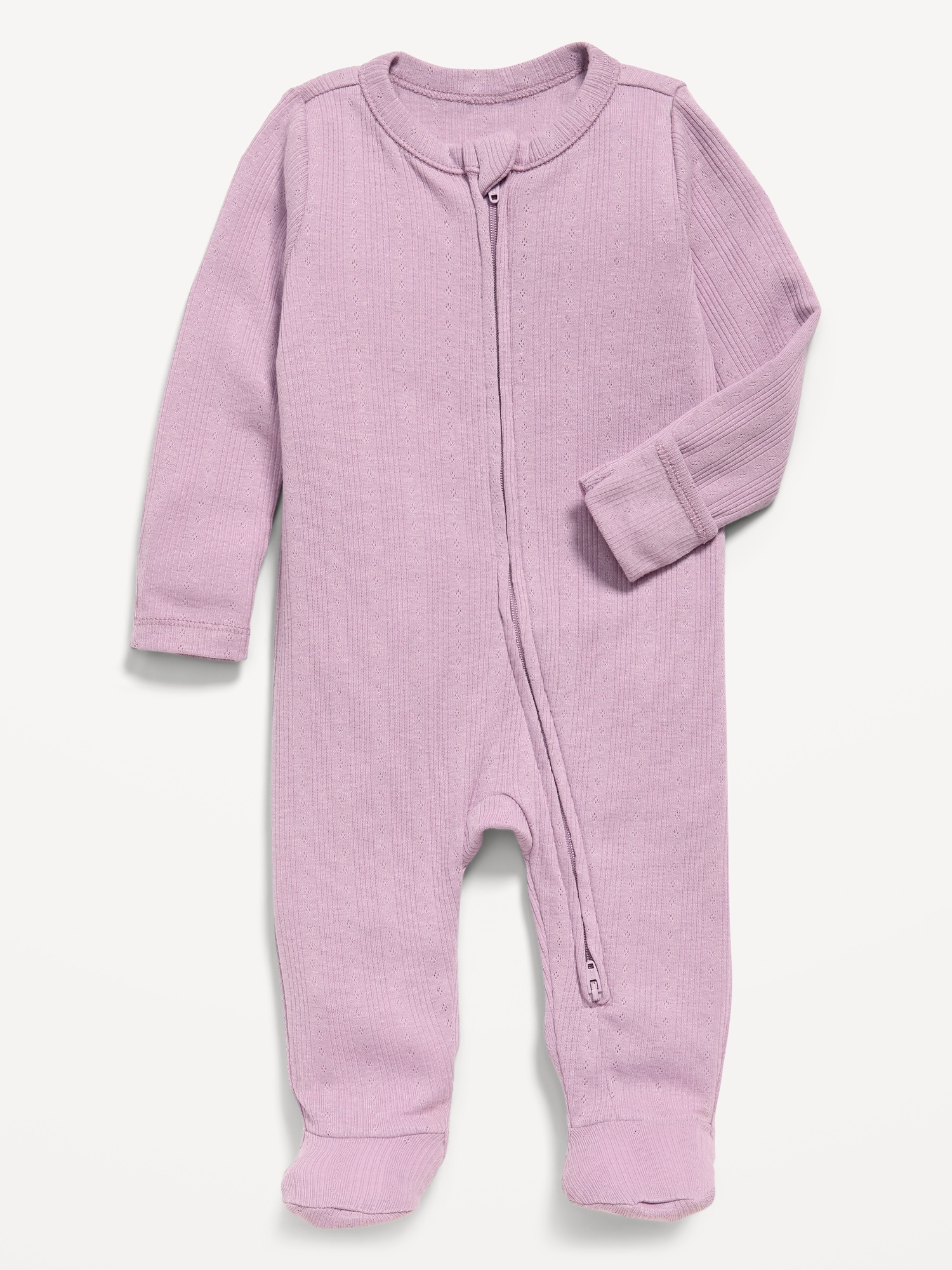 UNE-PIÈCE À PIEDS NUIT OU JEU EN TRICOT POINTELLE AVEC GLISSIÈRE BIDIRECTIONNELLE POUR BÉBÉ