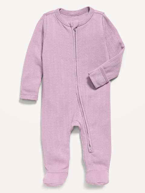 Pointelle-Knit 2-Way-Zip Sleep & Play Footed One-Piece for Baby