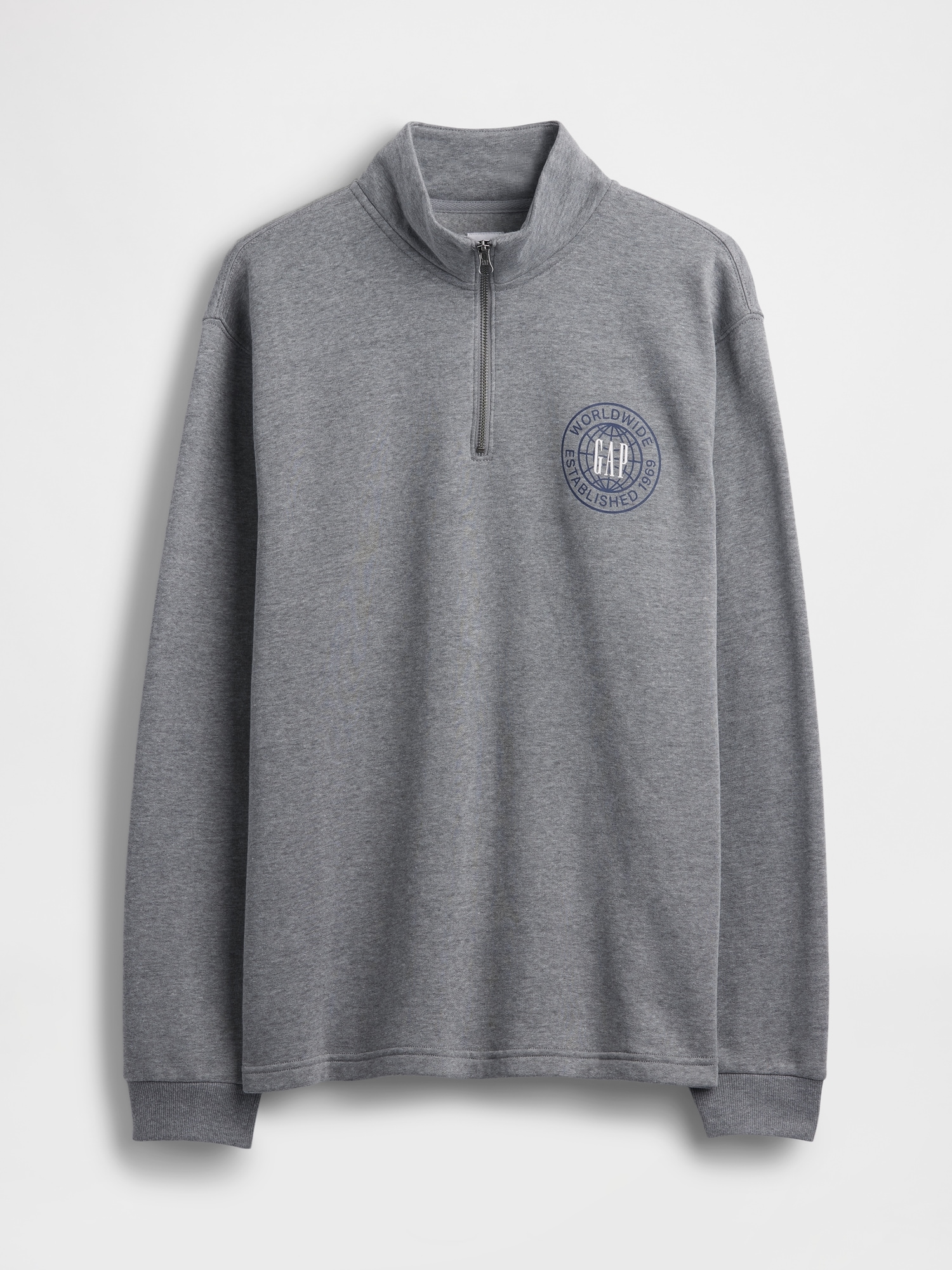 リラックスフィット GAPロゴ グラフィック 1/4 ジップアップ スウェットシャツ-4