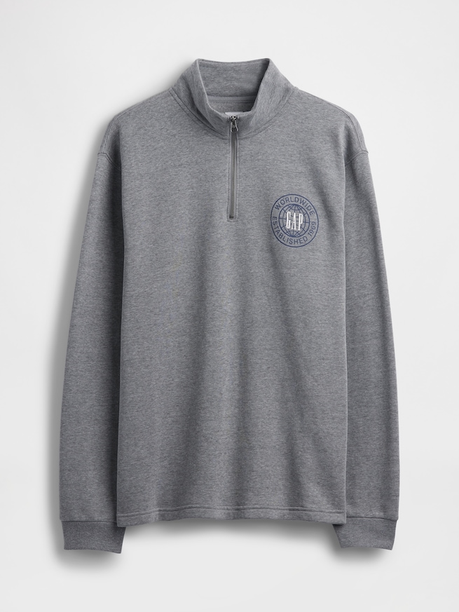 リラックスフィット GAPロゴ グラフィック 1/4 ジップアップ スウェットシャツ-4